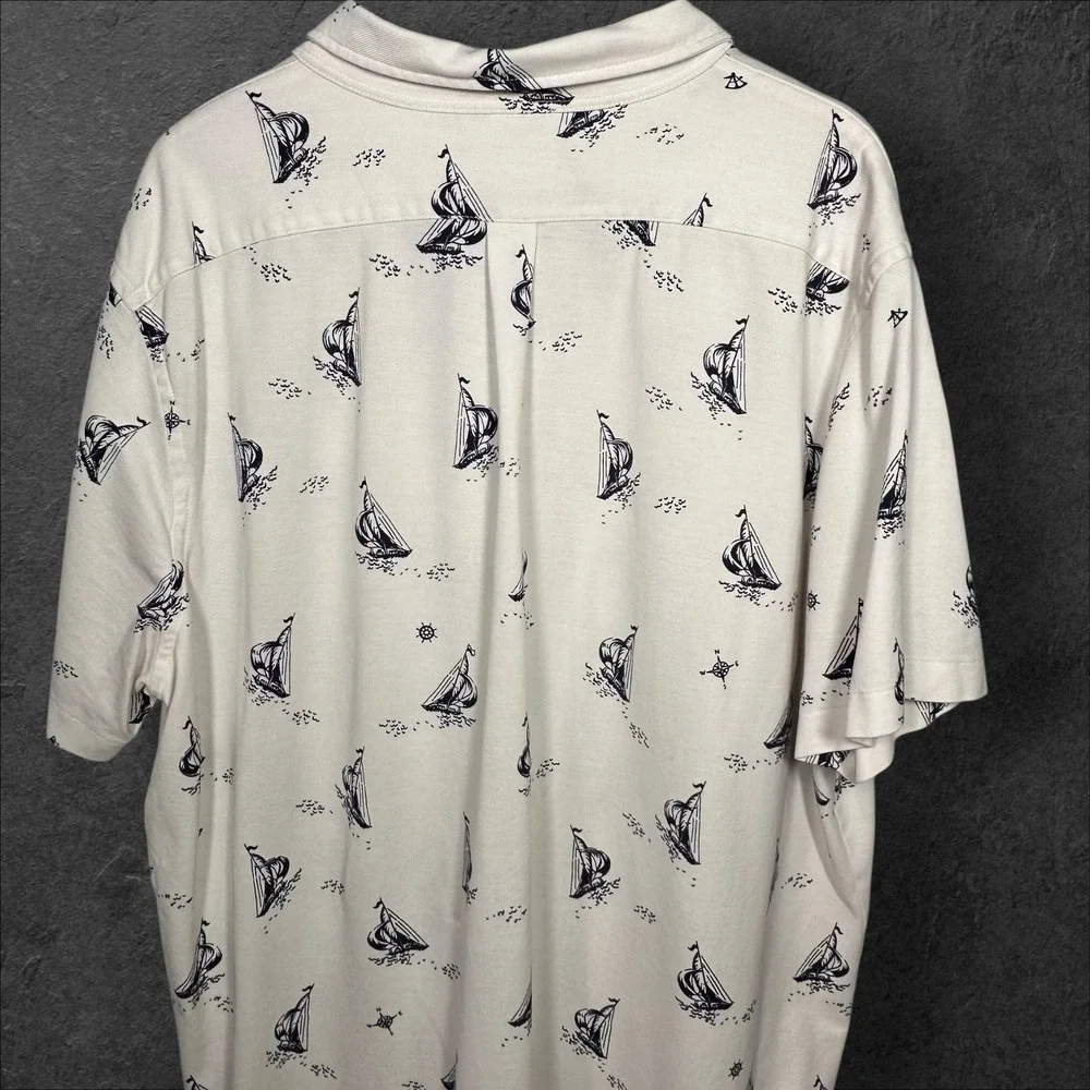 Ralph Lauren Polo Shirt Mens XXLT Oxford All Over Print Sailboat Print Nautical‎